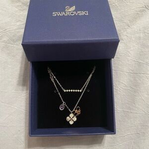 Swarovski Set Silver Necklaces with Gold and Purple Highlights